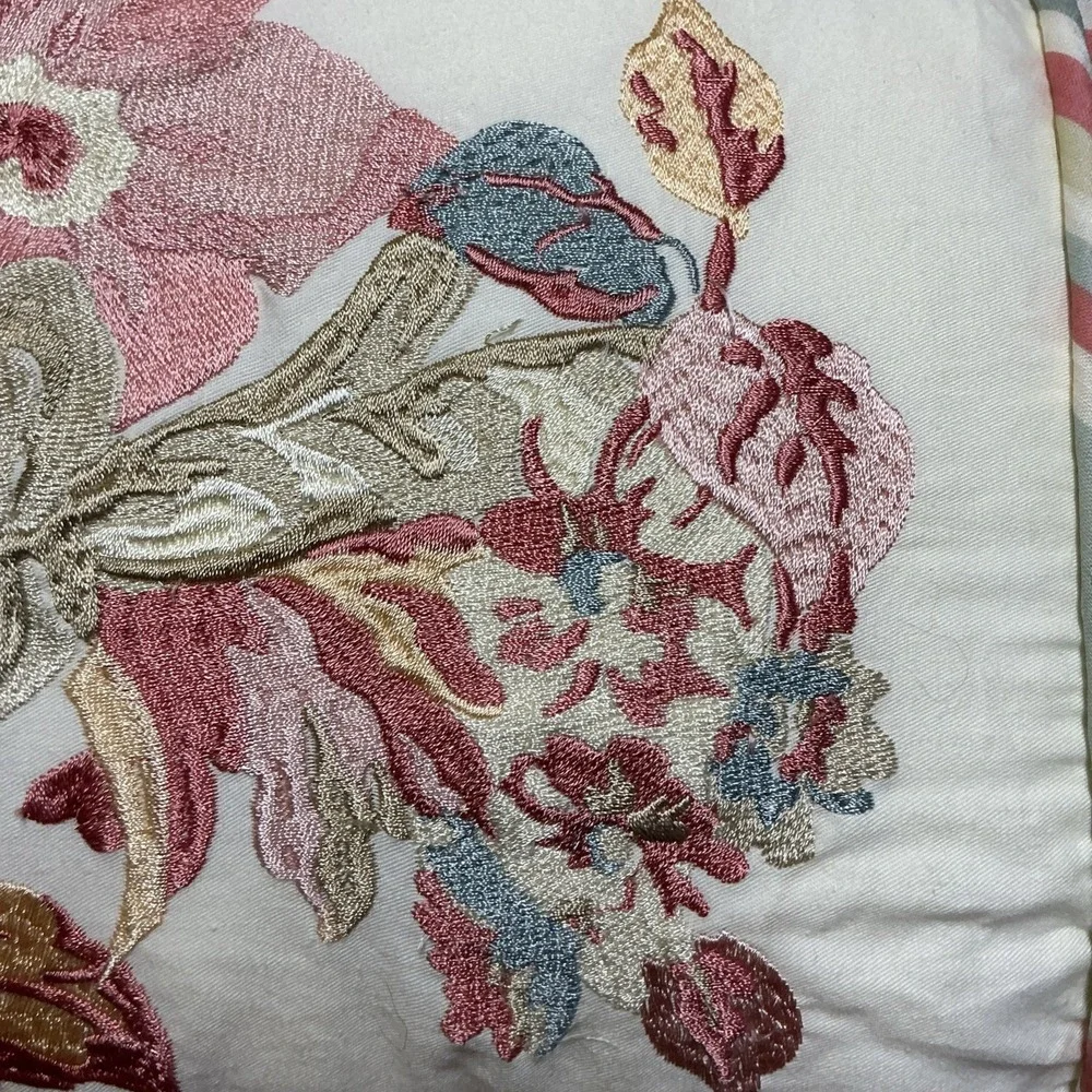 Waverly -‎ Pastel Elegant Embroidered Floral Accent Pillow 18x12x8
